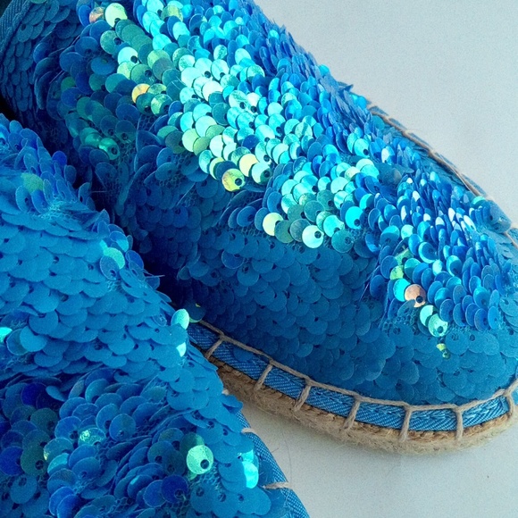 New Circus by Sam Edelman Blue Sequins Flat  Espadrille Shoes Women's Size 9.5 - Picture 12 of 17